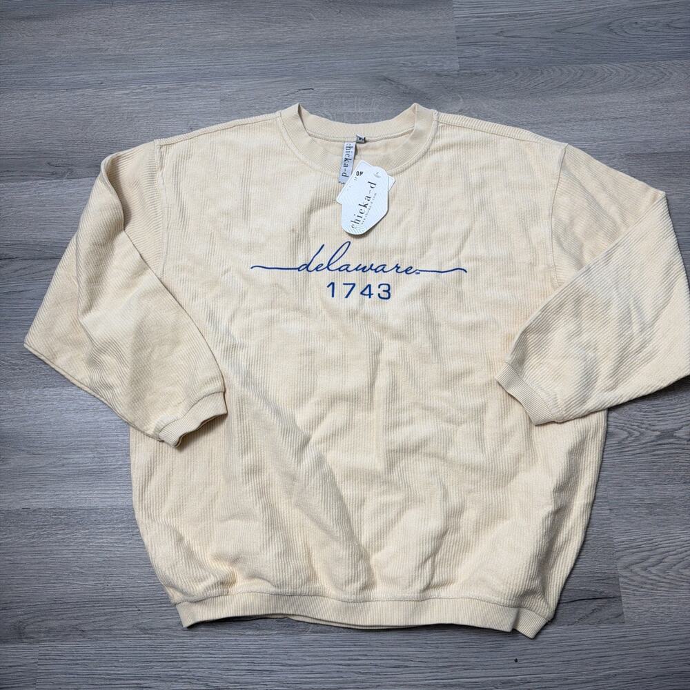 Delaware 1743 Women's Chicka d Sweatshirt Medium Oversized Beige Comfy Soft